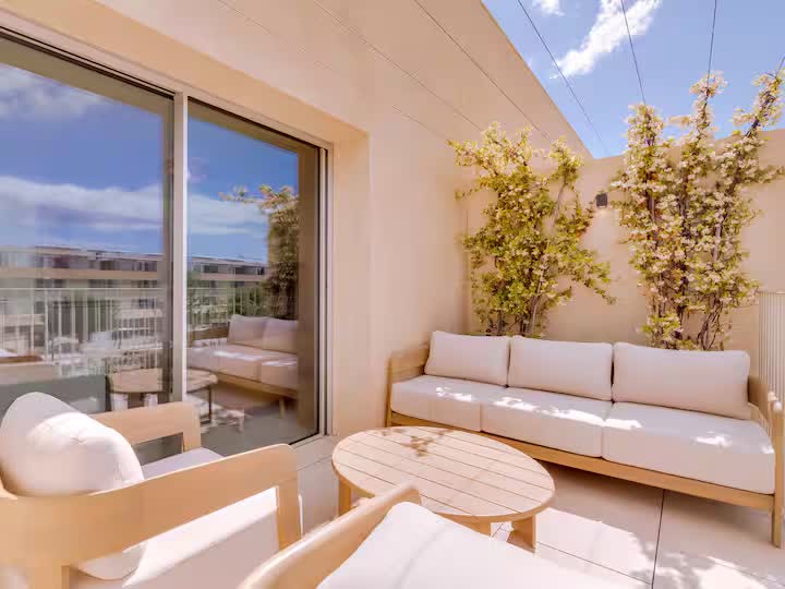 Private terrace with outdoor lounge seating